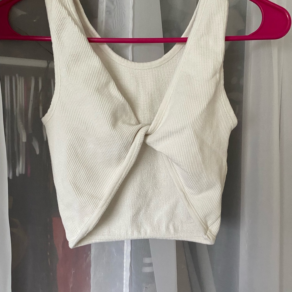 Elegant Cream Twist-Front Tank Top